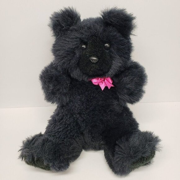 Ty Other - Ty 12" Blackie Black Teddy Bear Seated Vintage 1987 Stuffed Animal Plush